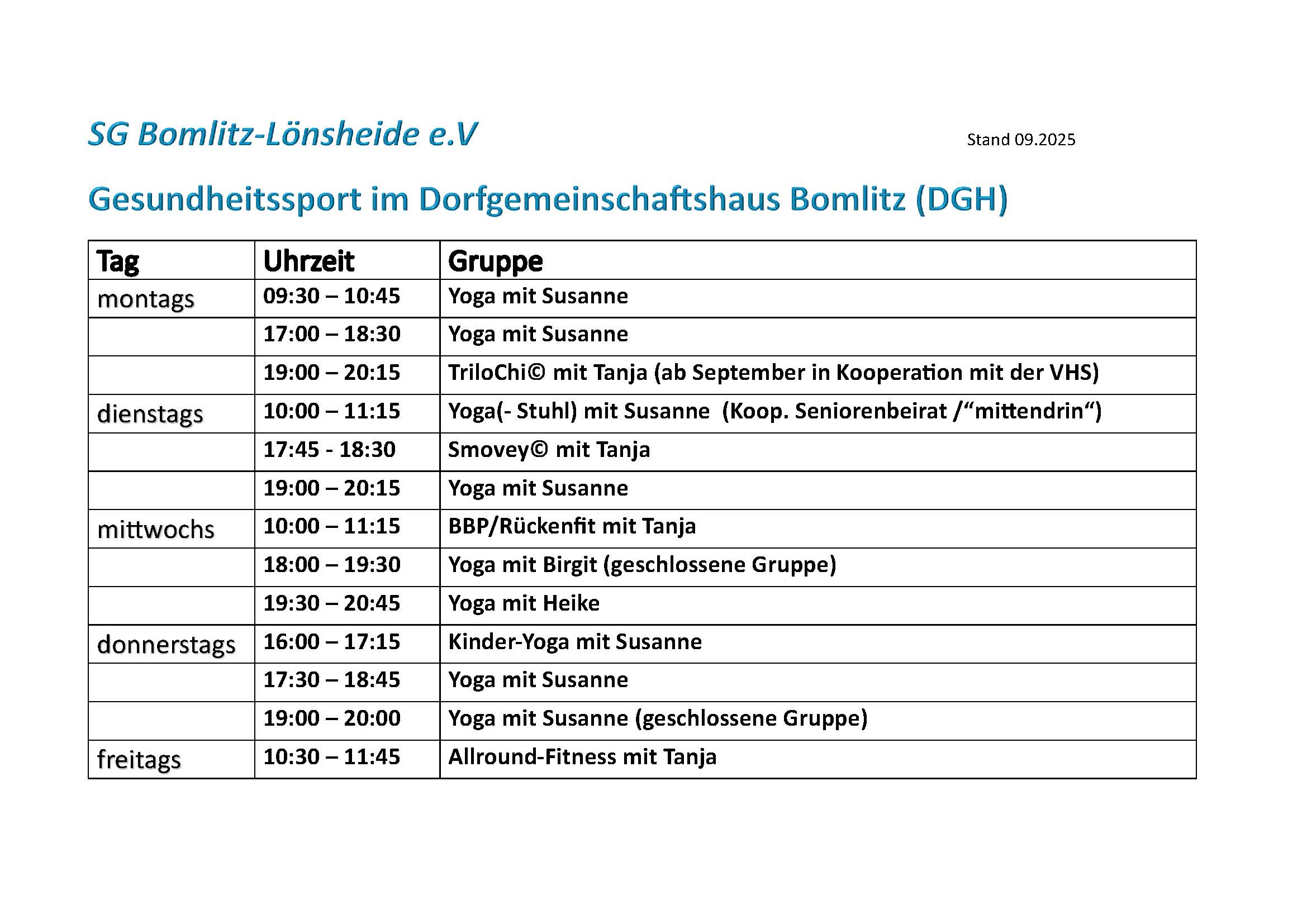 SG Bomlitz Belgung DGH 09.2025