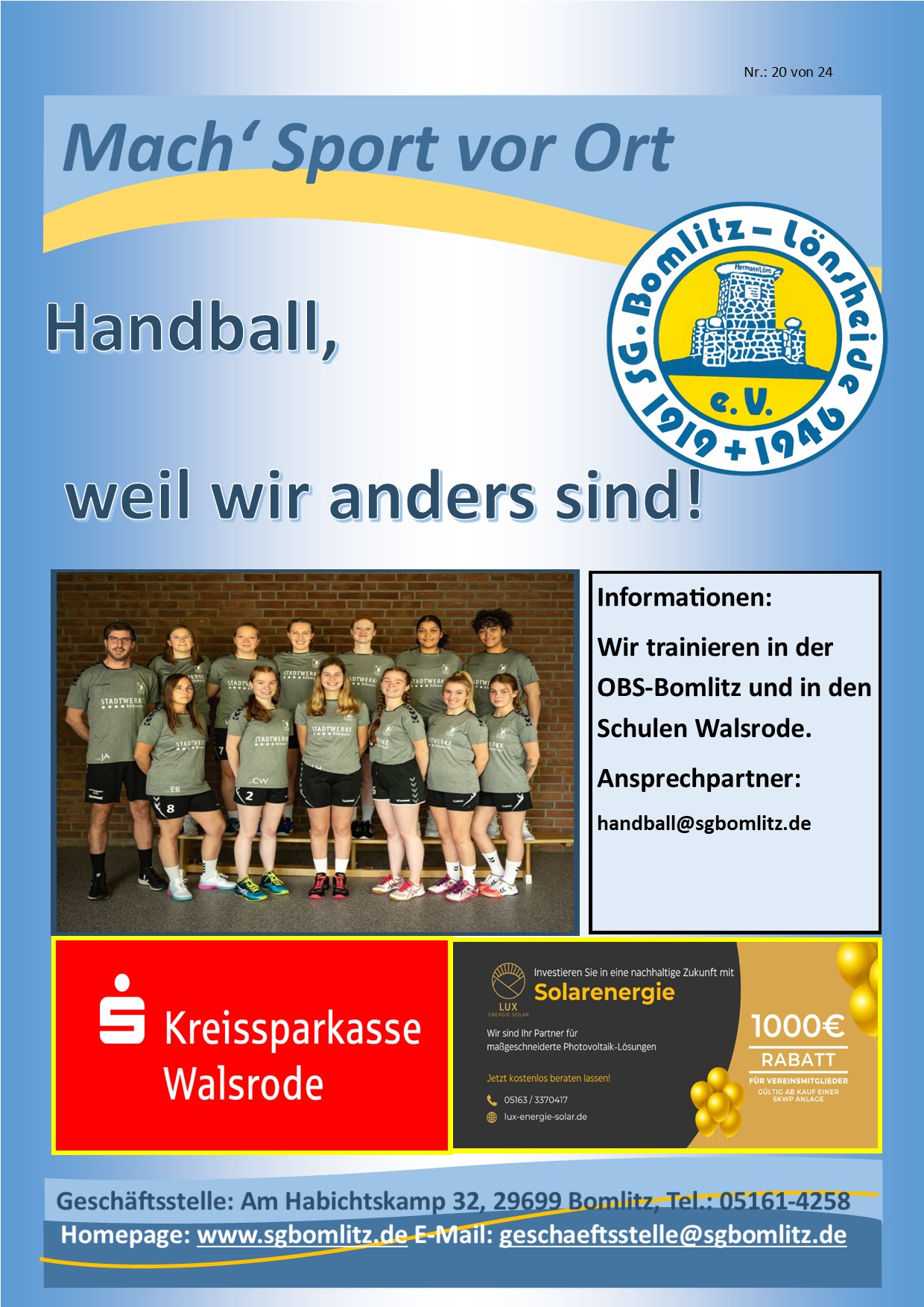 Handball, weil wir .....